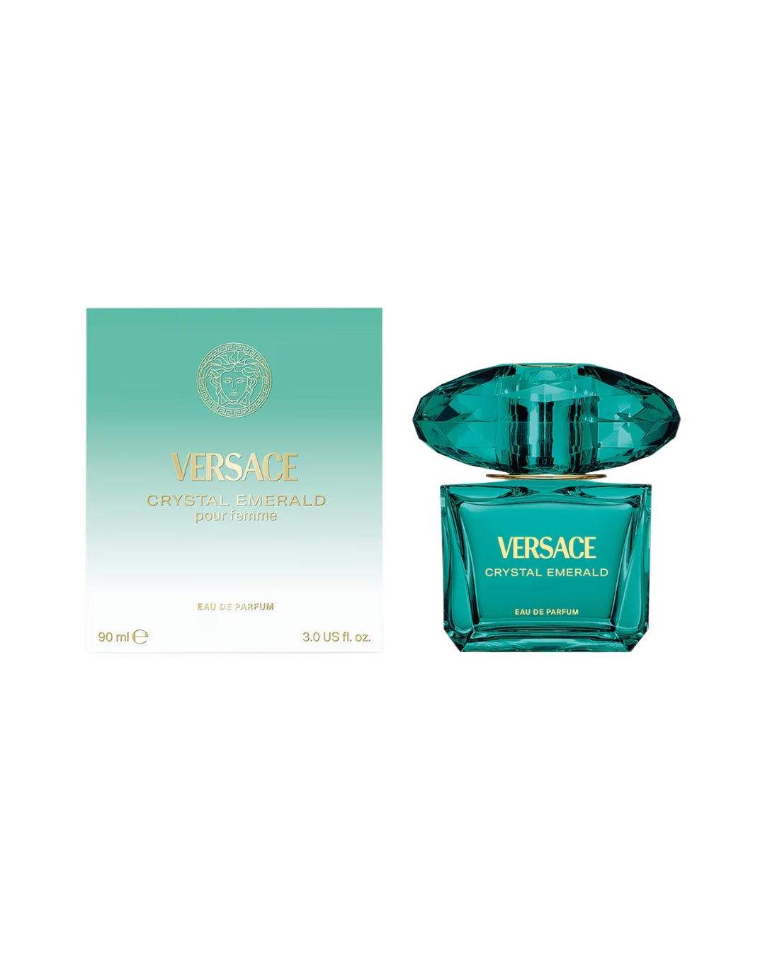 Versace Bright Crystal Emerald EDP vista lateral frasco verde