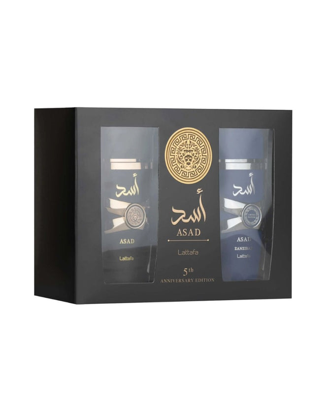 ESTUCHE LATTAFA ASAD 5 ANIVERSARIO: ASAD 100 ML + ASAD ZANZIBAR 100 ML - Perfumería Millennio