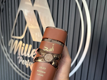 Lattafa Asad Bourbon - Fragancia oriental gourmand con vetiver y ámbar