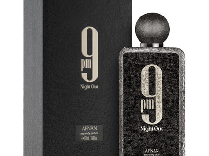 9 PM Night Out Afnan Eau de Parfum 100ml caja y frasco perfume audaz coñac cardamomo haba tonka