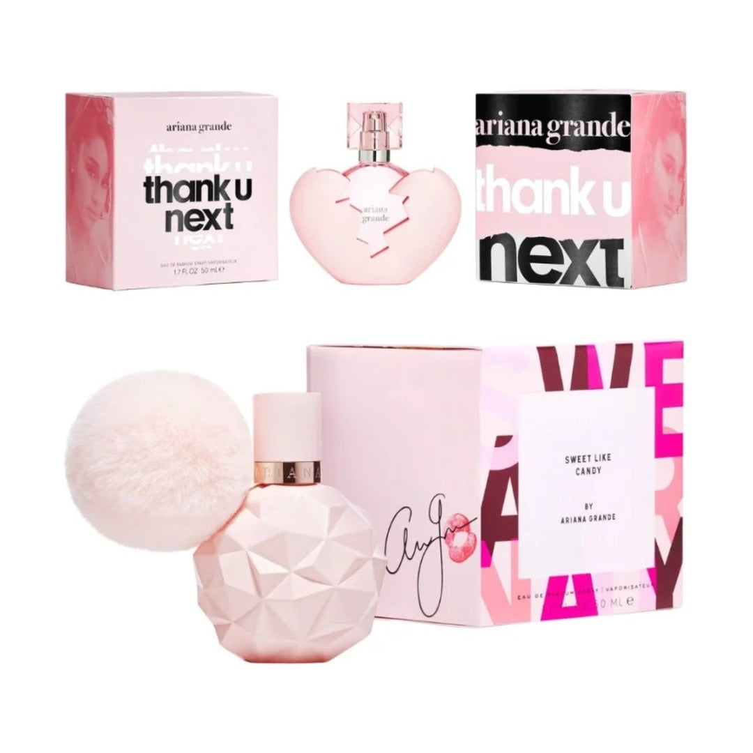 COMBO ARIANA GRANDE THANK U NEXT + SWEET LIKE CANDY con estuches - Perfumería Millennio