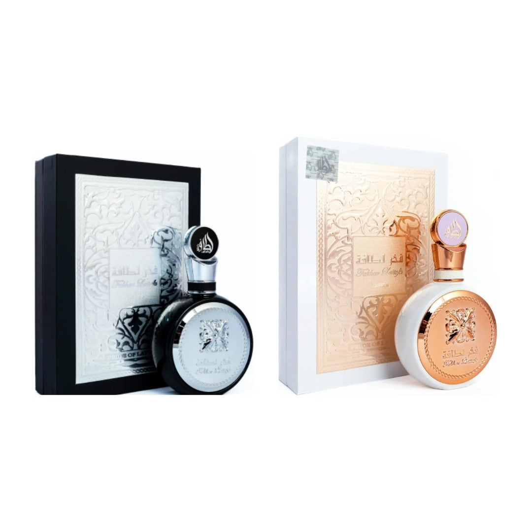 COMBO LATTAFA FAKHAR BLACK + FAKHAR ROSE con estuches - Perfumería Millennio