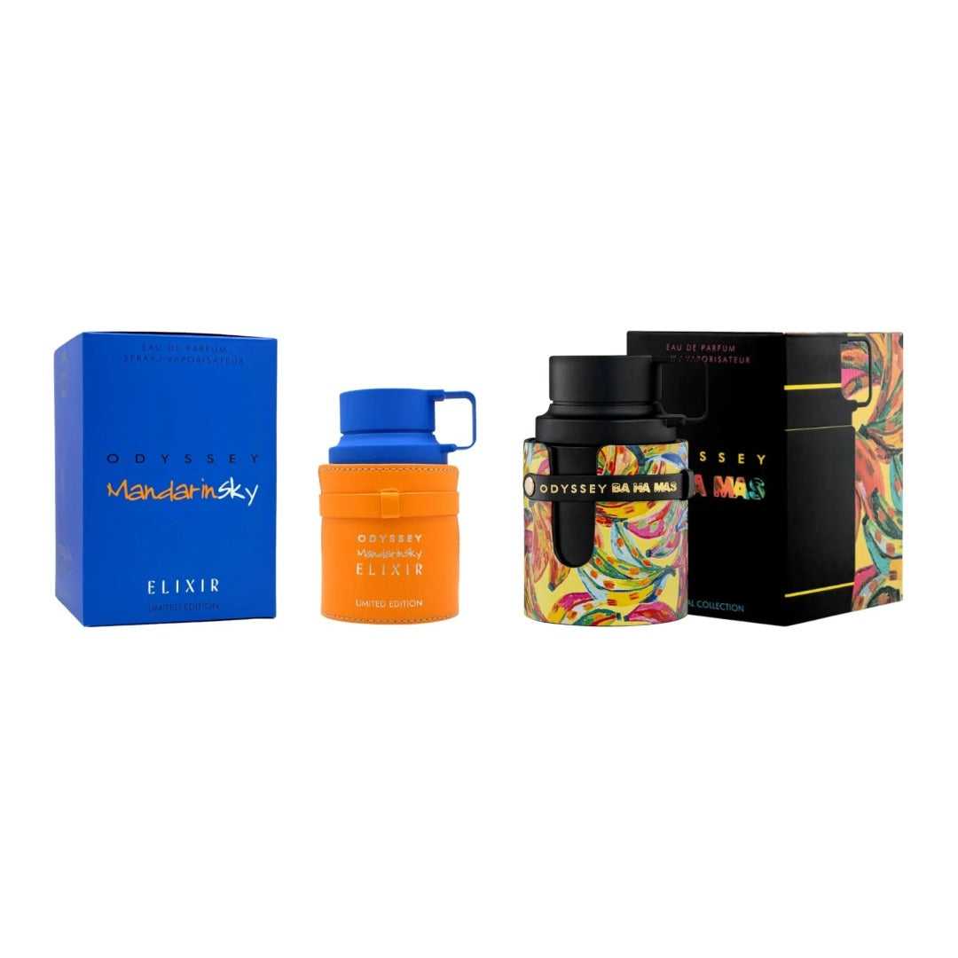 COMBO ARMAF ODYSSEY MANDARIN SKY ELIXIR + BAHAMAS con estuches - Perfumería Millennio