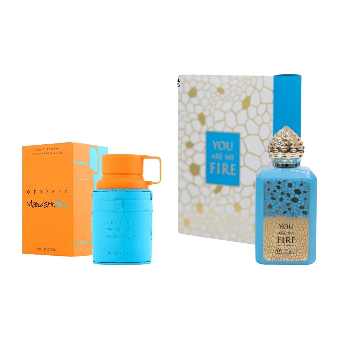 COMBO ARMAF ODYSSEY MANDARIN SKY + ZAKAT YOU ARE MY FIRE con estuches - Perfumería Millennio