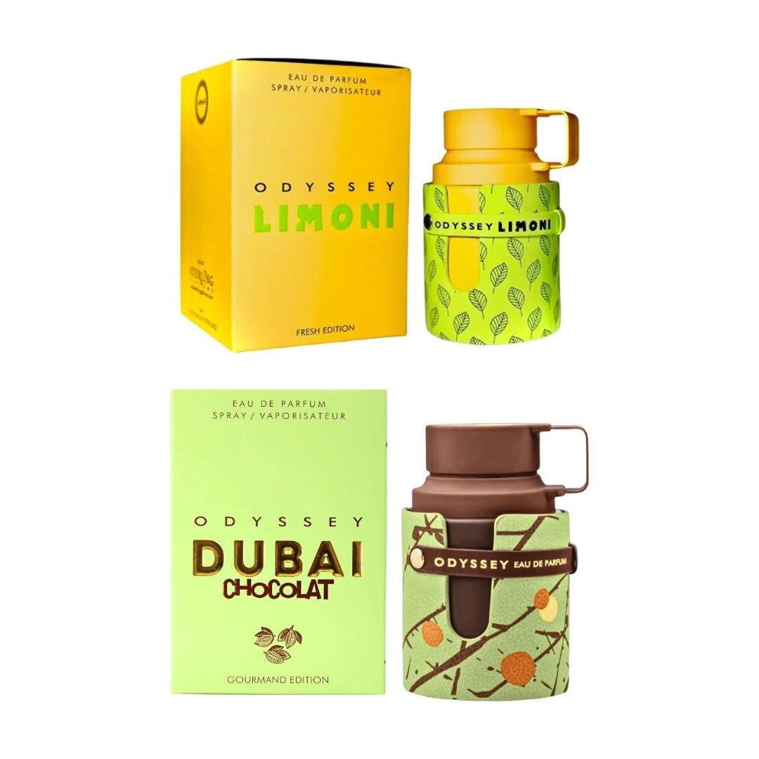 COMBO ARMAF ODYSSEY LIMONI + DUBAI CHOCOLAT con estuches - Perfumería Millennio