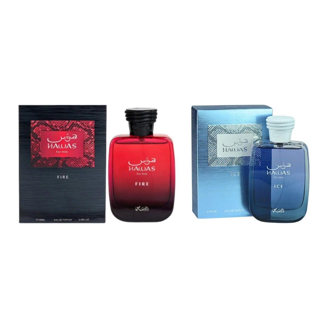 COMBO RASASI HAWAS FIRE + HAWAS ICE con estuches - Perfumería Millennio