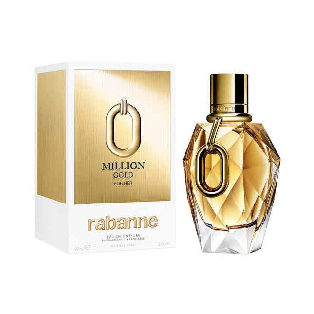 Million Gold For Her Paco Rabanne Eau de Parfum 90ml caja y frasco perfume sensual lujoso rosa jazmín vainilla