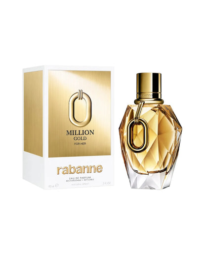 Million Gold For Her Paco Rabanne Eau de Parfum 90ml caja y frasco perfume sensual lujoso rosa jazmín vainilla