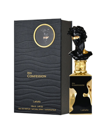 Lattafa His Confession EDP - Fragancia árabe masculina con canela y lavanda