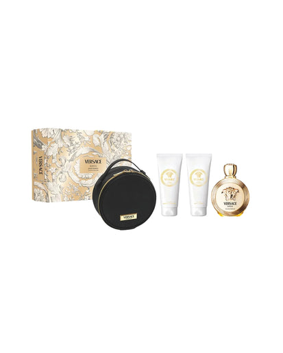 Estuche Versace Eros Pour Femme EDP 100ml con crema corporal, gel de ducha y cartera viajera